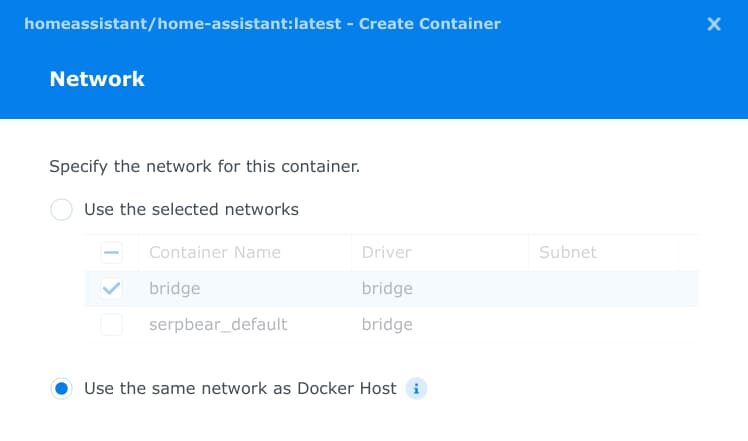 Docker network settings