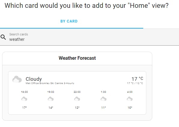 Home Assistant Weather card example