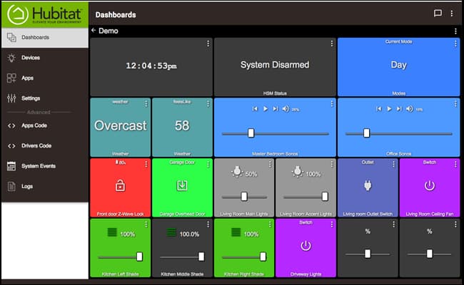 Hubitat user interface example screenshot