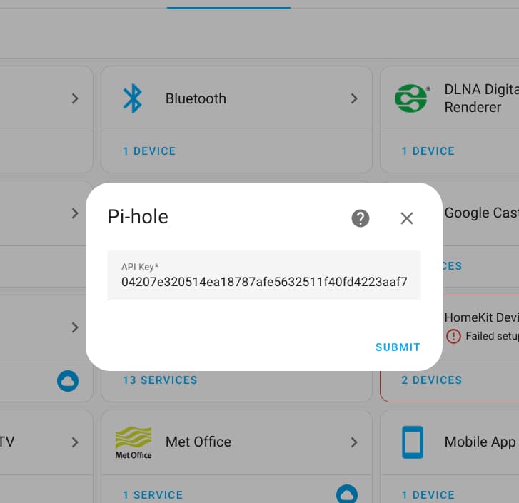 Home Assistant Pi-hole API Key
