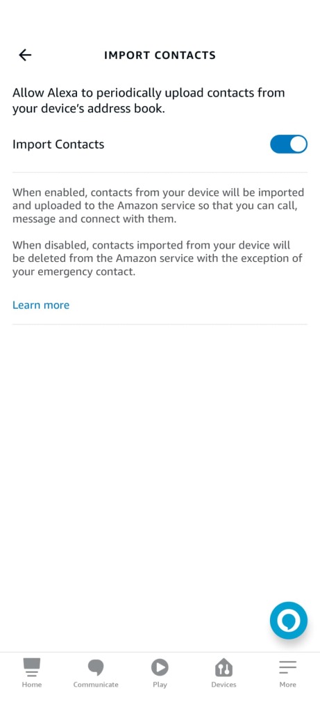 Alexa app import contacts