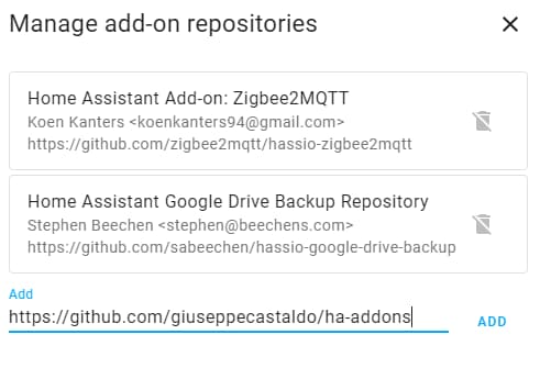 Manage add-on repositories for Home Assistant